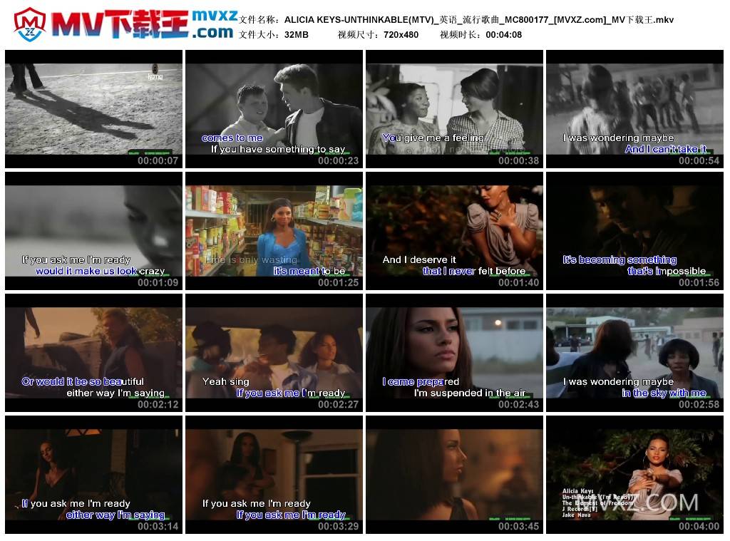 ALICIA KEYS-UNTHINKABLE(MTV)_英语_流行歌曲_MC800177